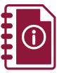 Maroon icon of a document with a white lowercase i inside a circle, representing information, with a stylized circuit-like border on the left side.